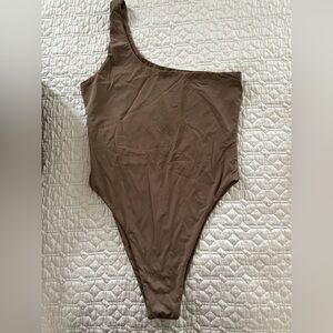 Myra Swimwear One-Shoulder Women’s One-Piece Swimsuit in Taupe